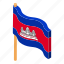 cambodia, cambodian, country, flag, isometric, logo, object 