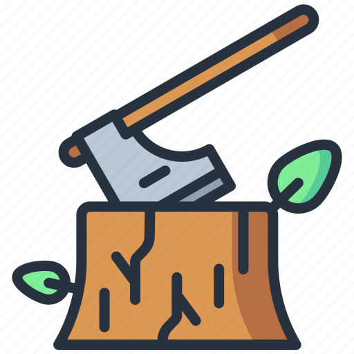 Axe, cut down, tree, wood icon - Download on Iconfinder