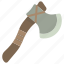 axe, tool, hatchet, weapon, woodcutter, camping 