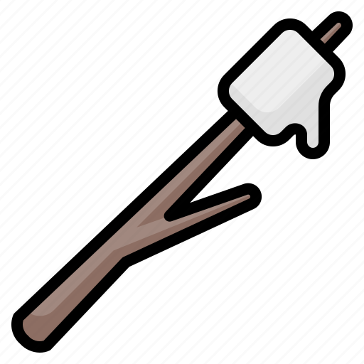 Marshmallow, candy, sweet, food, stick, branch, camping icon - Download on Iconfinder