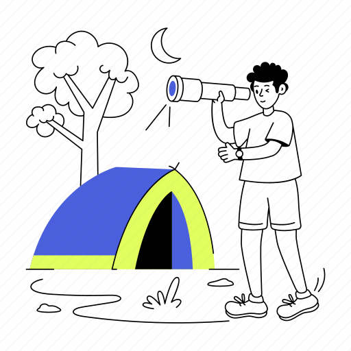 Camping site, camping area, boy camping, man camping, camping illustration - Download on Iconfinder