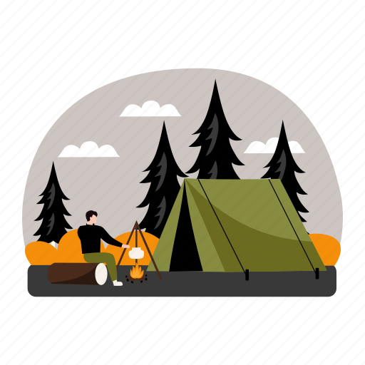 Outdoor adventure, camping, campfire, camping illustration illustration - Download on Iconfinder