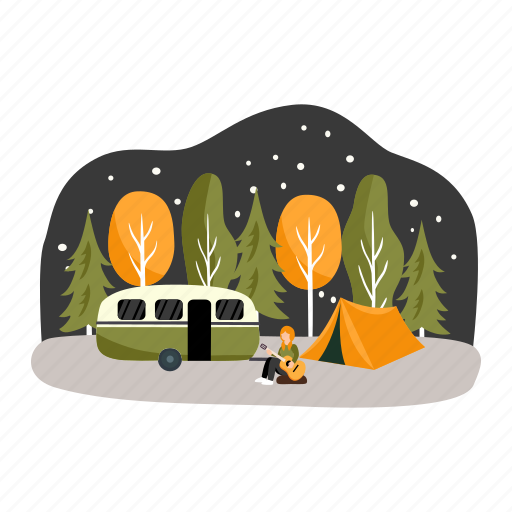 Outdoor adventure, camping, campfire, camping illustration illustration - Download on Iconfinder