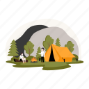 outdoor adventure, camping, campfire, camping illustration 