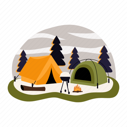 Outdoor adventure, camping, campfire, camping illustration illustration ...