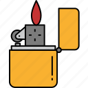 lighter, flaming, fuel, petrol, tools, camping, fire, flame, gas