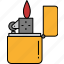 lighter, flaming, fuel, petrol, tools, camping, fire, flame, gas 