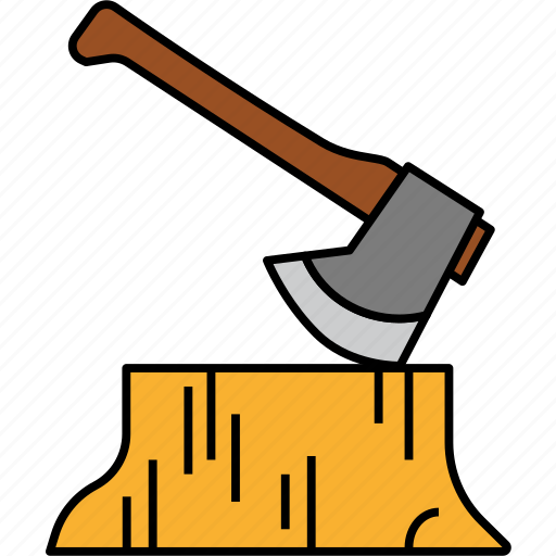 Axe, camping, hatchet, tool, weapon, carpenter, tree icon - Download on Iconfinder