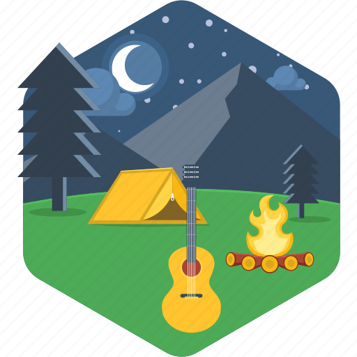 Campfire, bonfire, camp, flame, music, musical, night icon - Download on Iconfinder