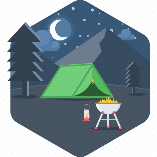 Camp, camping, night, outdoor, moon, outdoors, picnic icon - Download on Iconfinder