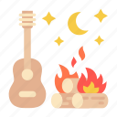 guitar, music, bonfire, camping, hobbies, campfire, singing