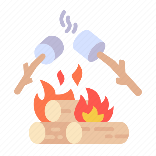 Marshmallows, campfire, bonfire, flame, camping, hot, burn icon - Download on Iconfinder
