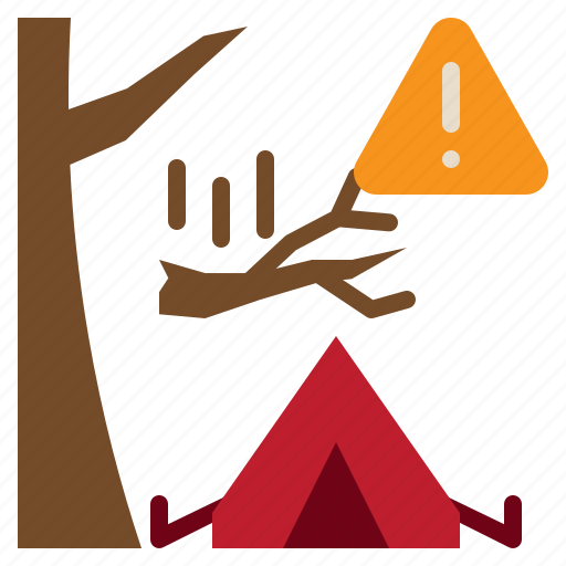 Beware, warning, tree, branch, drop, tent, camping icon - Download on Iconfinder