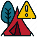 beware, warning, campground, tent, camping