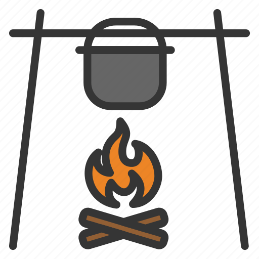 Caldron, camping, cooking, fire, food, pot icon - Download on Iconfinder