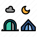camping, tent, tents, night, moon, camp 