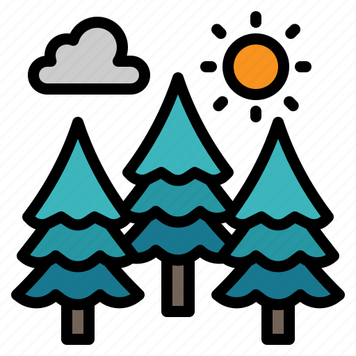 Forest, christmas, tree, cloud, sun, camping, wood icon - Download on Iconfinder