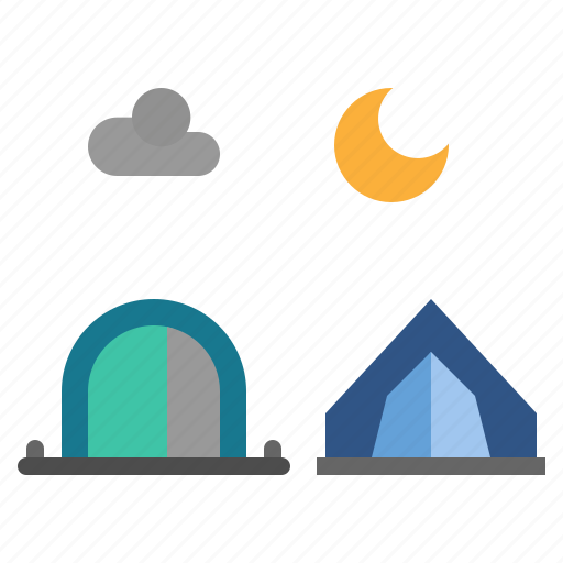 Camping, tent, tents, night, moon, camp icon - Download on Iconfinder
