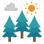 forest, christmas, tree, cloud, sun, camping, wood 