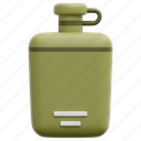 canteen, camping, beverage, water, travel, drink, bottle, 3d 