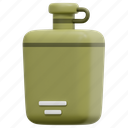 canteen, camping, beverage, water, travel, bottle, drink, 3d 