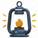 lantern, camping, candle, oil, lamp, fire, flame, 3d 