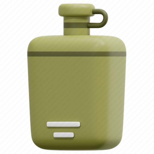 Canteen, camping, beverage, water, travel, bottle, drink 3D illustration - Download on Iconfinder