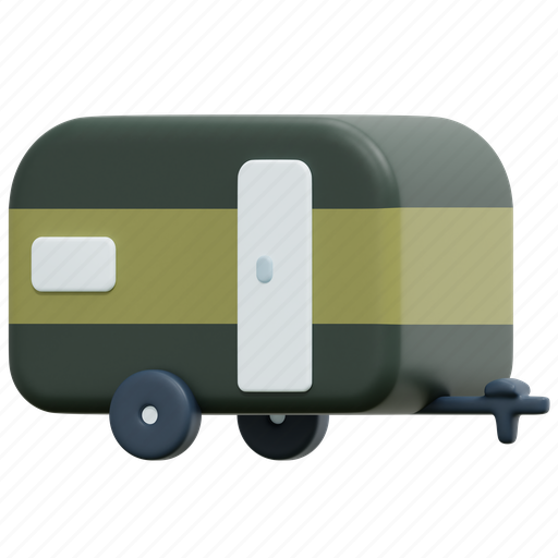 Caravan, camping, travel, transportation, trailer, vehicle, van 3D illustration - Download on Iconfinder