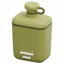 canteen, camping, beverage, water, drink, travel, bottle, 3d 