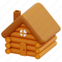 wooden, house, hut, wood, cabin, bungalow, 3d 
