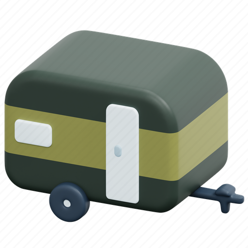 Caravan, camping, travel, transportation, van, trailer, vehicle 3D illustration - Download on Iconfinder