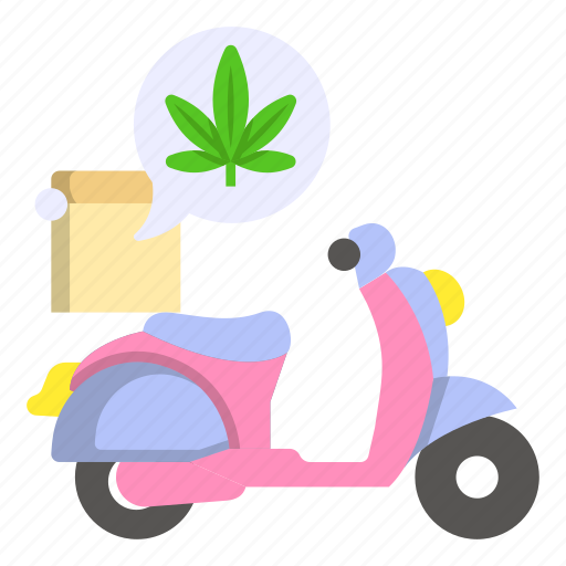 Cannabis, marijuana, drug, weed, scooty, bike, delivery icon - Download on Iconfinder