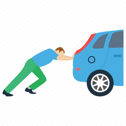 Automotive car, man support, presuming car, pushing car, supporting car icon - Download on Iconfinder