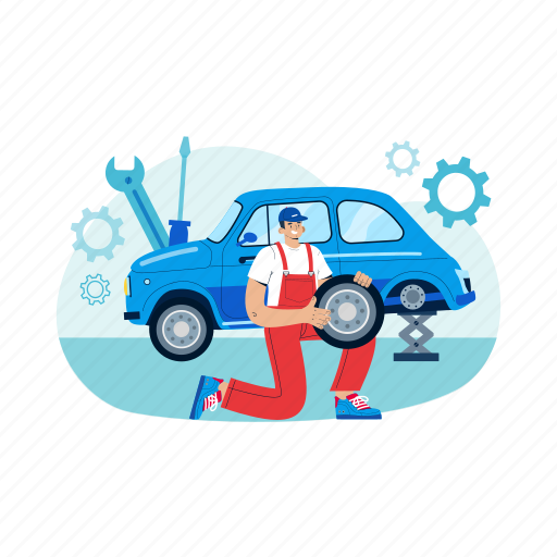 Wash, checking, mechanic, car, auto, maintenance, automobile illustration - Download on Iconfinder