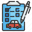 checklist, document, car, pen, agreement, contract, clipboard