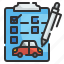 checklist, document, car, pen, agreement, contract, clipboard 