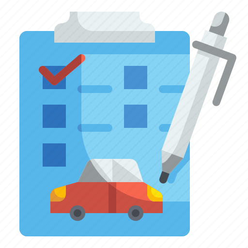 Checklist, car, clipboard, pen, document, agreement, contract icon - Download on Iconfinder