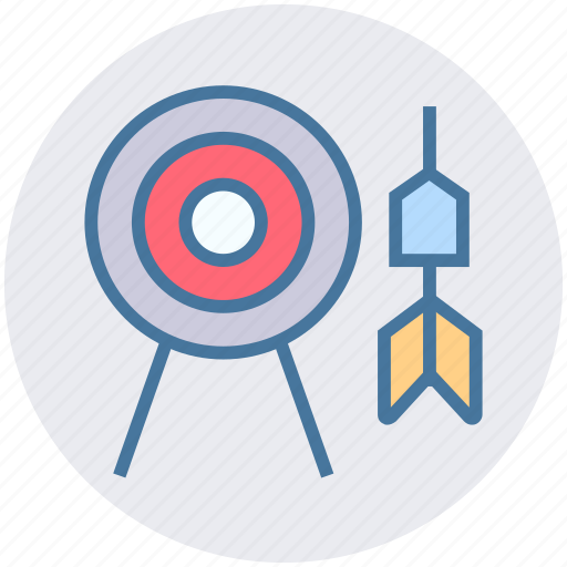 Arrow on target, bulls eye, dart, dartboard, goal, target icon - Download on Iconfinder