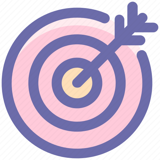 Arrow on target, bulls eye, dart, dartboard, goal icon - Download on Iconfinder
