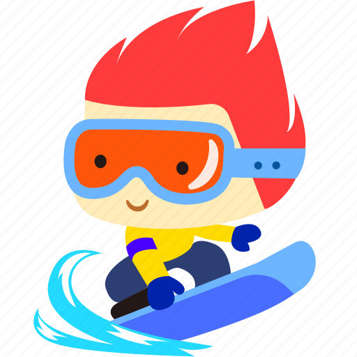Board, cartoon, character, fireboy, happy, snow, winter icon - Download on Iconfinder