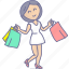 shopping, girl, women, cartoon character 