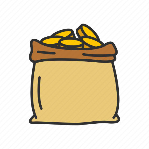 Coin bag, coins, gold, gold bag icon - Download on Iconfinder