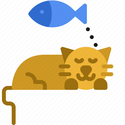 Kitty, fish, dream, kitten, sleep, cat, pet icon - Download on Iconfinder