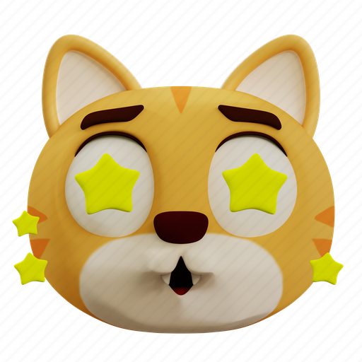 Cute, cat, star, emoji, emoticon, rating, animal 3D illustration - Download on Iconfinder