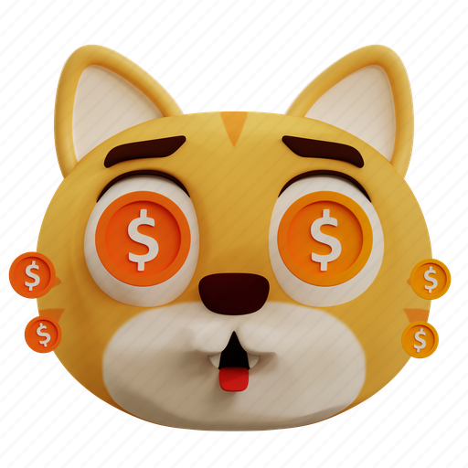 Dollar, in, cat, eyes, emoji, finance, currency 3D illustration - Download on Iconfinder