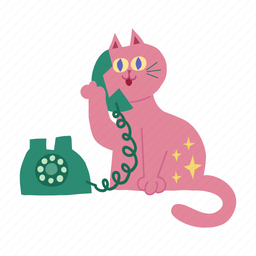 Cat, calling, telephone, communication, speaking, conversation, phone call icon - Download on Iconfinder