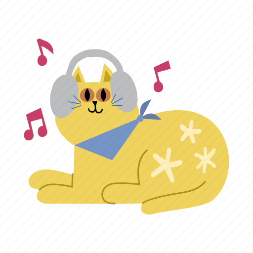 Cat, listening, music, headphone, hobby, leisure, entertainment icon - Download on Iconfinder