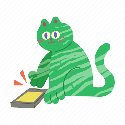 Cat, playing, mobile phone, smartphone, touching, curious, cat lover icon - Download on Iconfinder