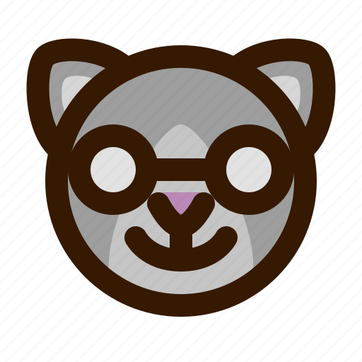 Animals, cat, cute, emoji, emoticon, nerd, 猫 icon - Download on Iconfinder