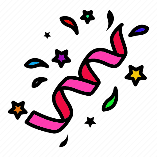 Celebrate, confetti, curl, party, ribbon icon - Download on Iconfinder